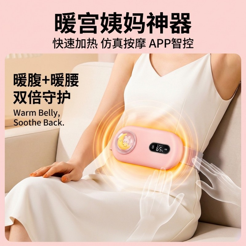批发新款暖宫腰带暖宫宝大姨妈女生痛经护腰加热热敷震动按摩便捷