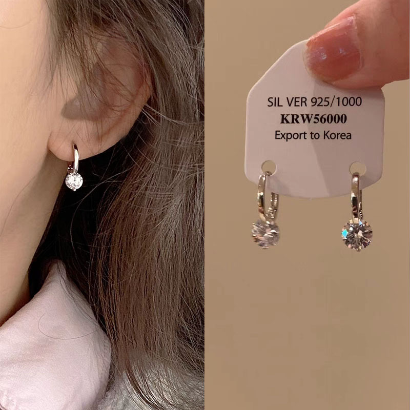 S925银针欧美夸张素圈耳环女高级感轻奢百搭简约气质耳圈耳饰批发