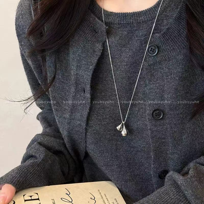 秋冬简约毛衣链女款大气小众高级感可调节项链配饰百搭长款项饰批