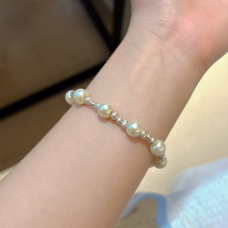 碎银子珍珠手链女款925纯银轻奢小众设计手串手环手镯送生日礼物