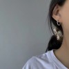 925银针港风复古金属耳环女高级感几何素圈耳圈百搭夸张通勤耳饰