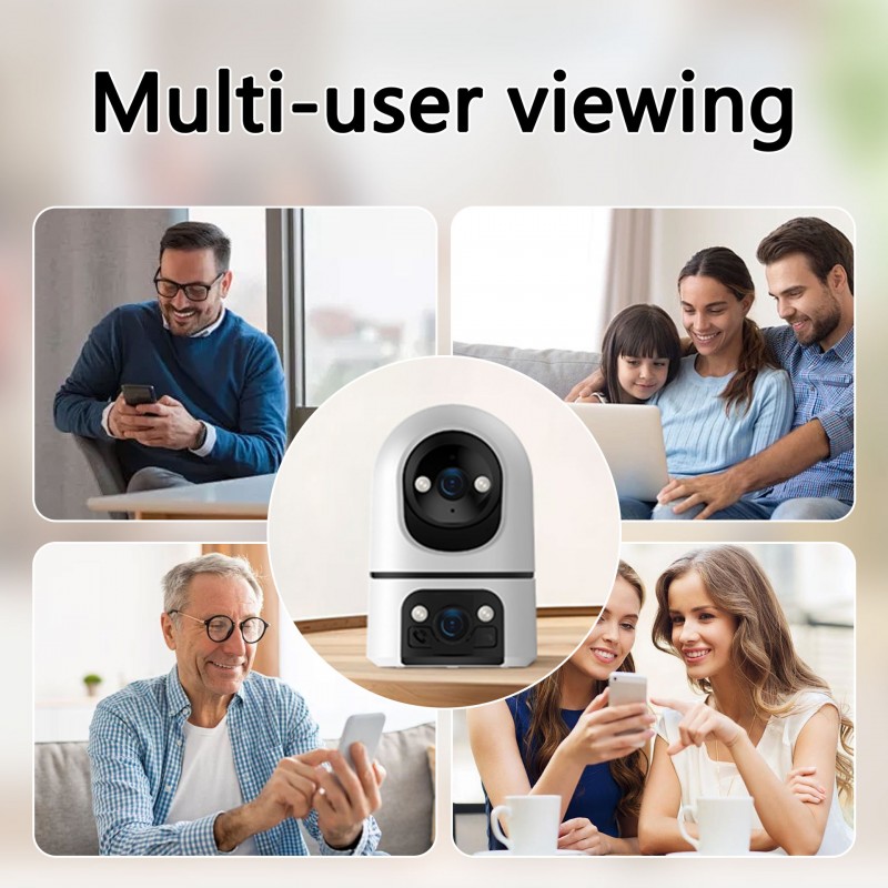 跨境按键呼叫智能摄像头高清远程监控室内WIFI双画面监控摄像头