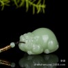 天然新疆和田玉糖料貔貅吊坠天然男女款貔貅且末料烟青挂件项链