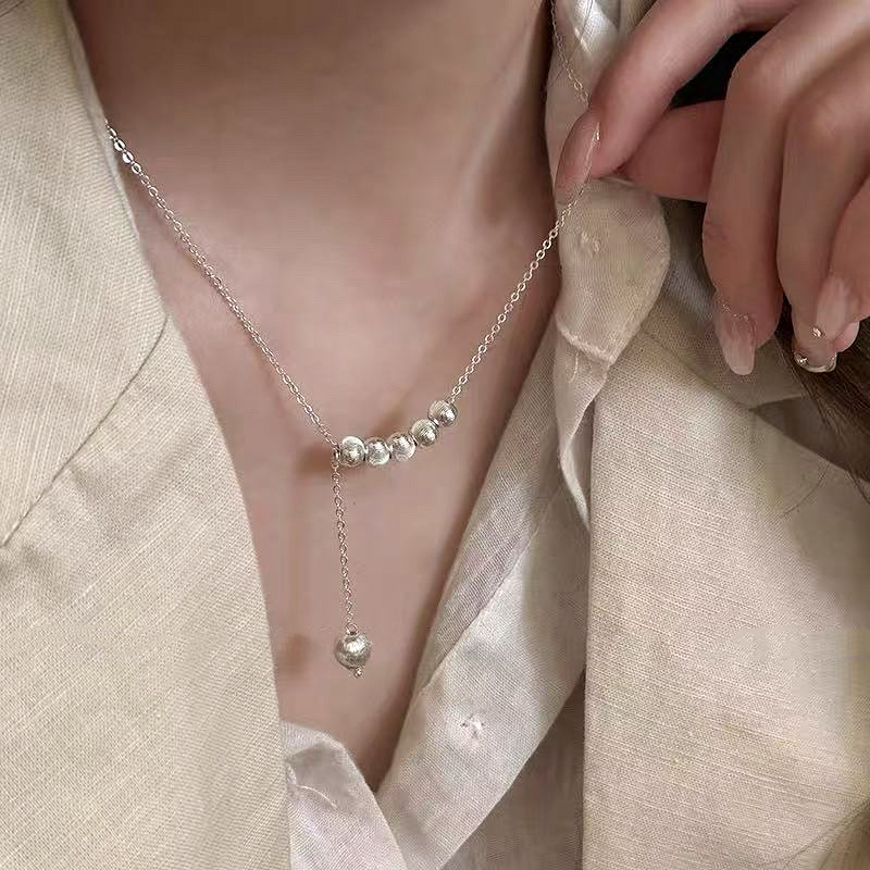 S925纯银珍珠项链女小众设计轻奢高级感不掉色简约锁骨链配饰批发