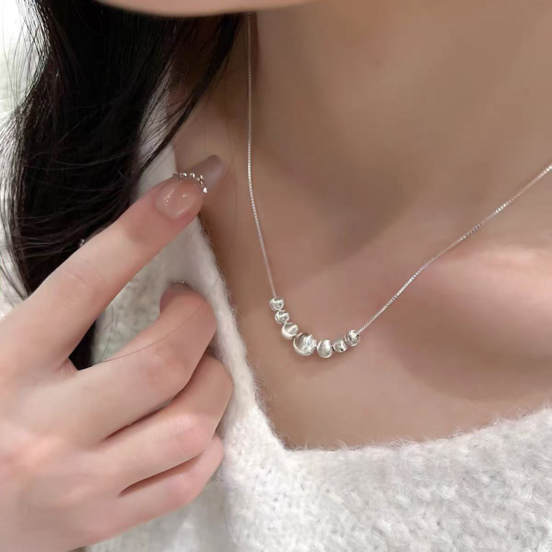 S925纯银珍珠花朵极简风项链女小众百搭精致高级感锁骨链项链批发