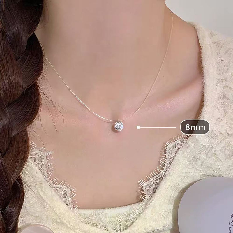 日常百搭S925纯银锆石项链女轻奢高级感不掉色简约锁骨链配饰批发