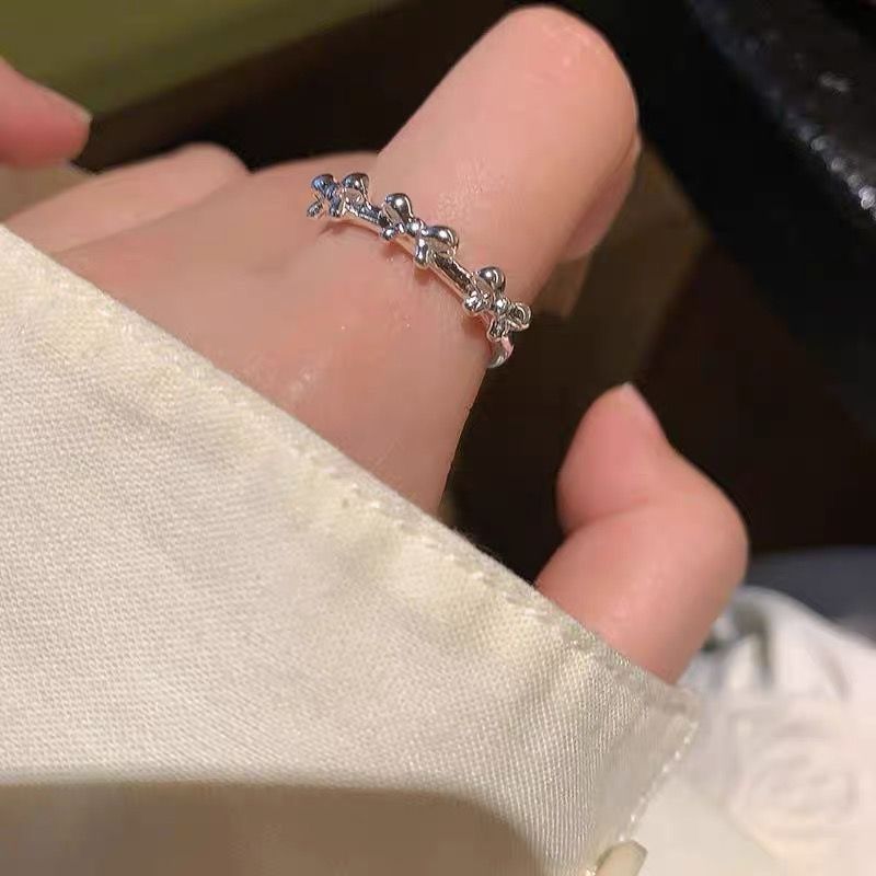 小众设计爱心戒指女可调节素银食指戒高级感指环时尚个性百搭手饰