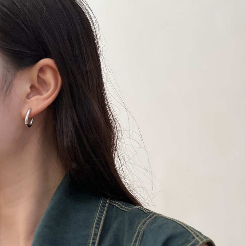 法式金属圆圈耳圈素圈耳环新款潮小众设计感独特气质耳饰女显脸小