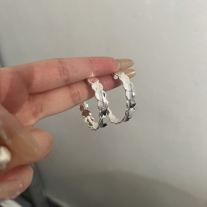 轻奢高级感圆圈耳环女超百搭质感光面金属耳圈耳饰小众设计感耳钉