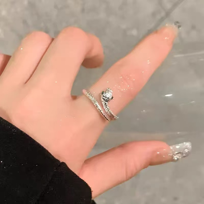小众设计爱心戒指女可调节素银食指戒高级感指环时尚个性百搭手饰