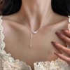 S925纯银单钻项链女春甜酷风网红配饰轻奢小众设计师款锁骨链项坠