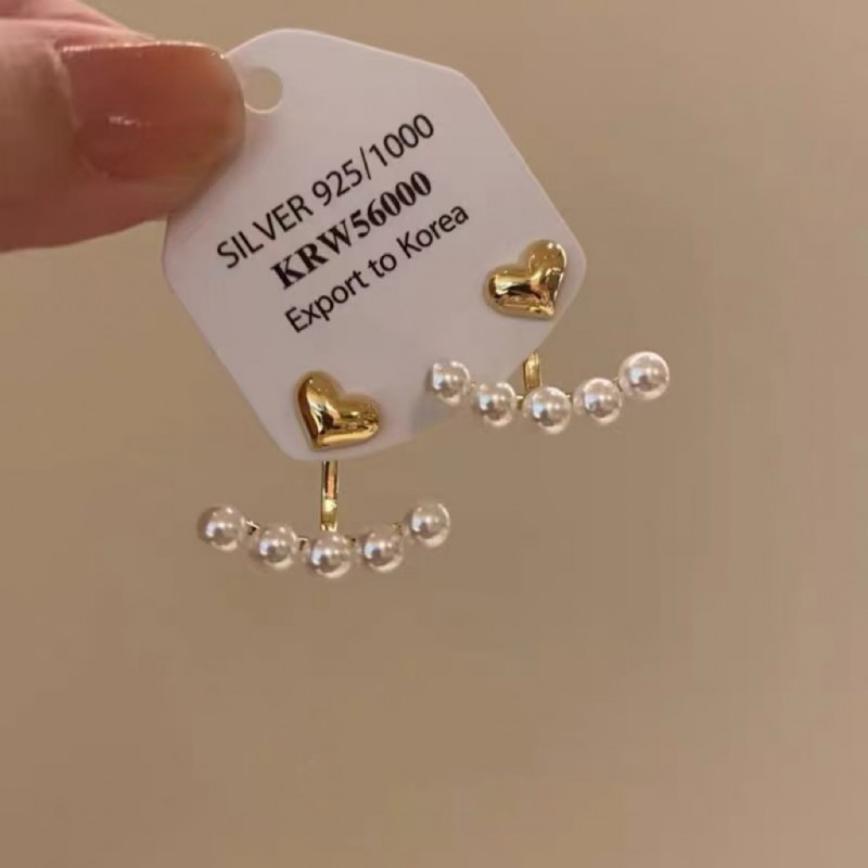 S925银针秋冬轻奢小众珍珠耳钉女精致高级感耳环百搭气质耳饰批发