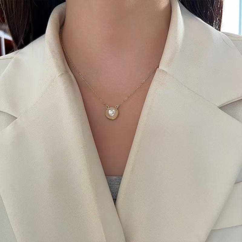 S925纯银珍珠花朵极简风项链女小众百搭精致高级感锁骨链项链批发