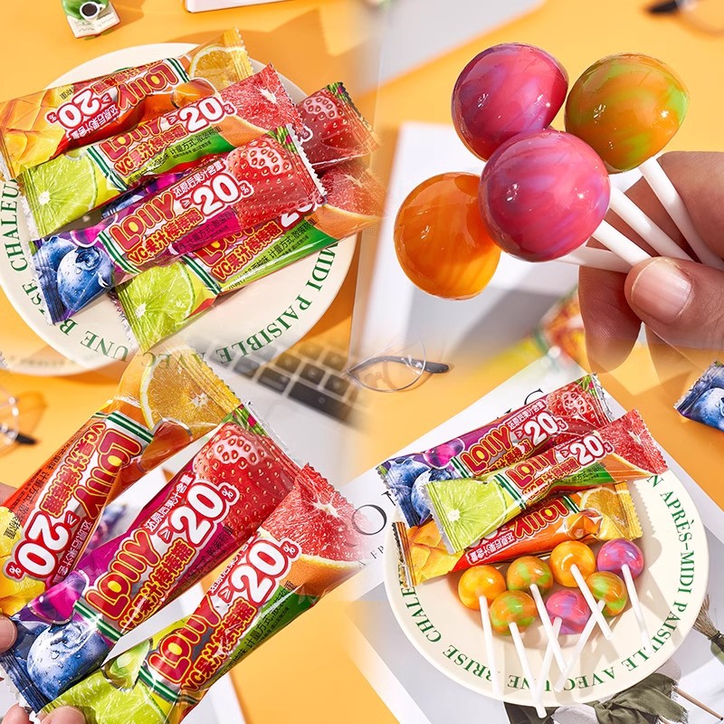 德国风味vc果汁棒棒糖双拼口味奖励学生分享糖果儿童零食糖果零食