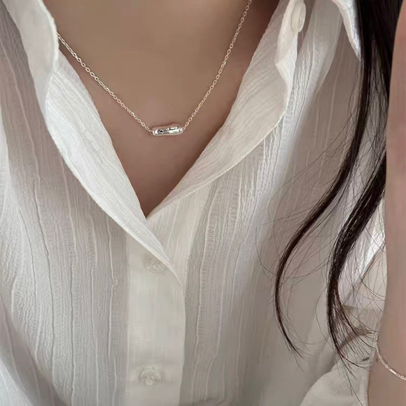 S925纯银单钻项链女春甜酷风网红配饰轻奢小众设计师款锁骨链项坠