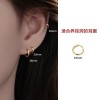 925银针珍珠锆石耳钉女时尚气质百搭高级感简约设计感耳环耳饰品