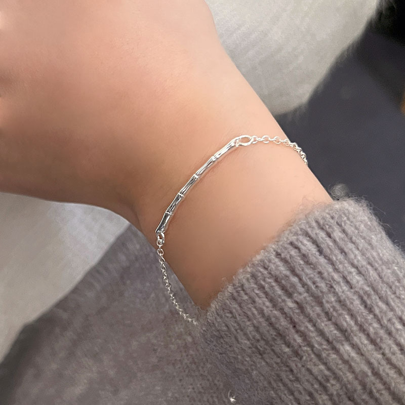 素银串珠手链女小众设计气质手串ins轻奢精致手镯碎银子叠戴手饰