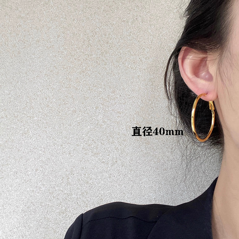 法式金属圆圈耳圈素圈耳环新款潮小众设计感独特气质耳饰女显脸小