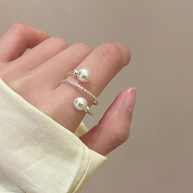 小众设计爱心戒指女可调节素银食指戒高级感指环时尚个性百搭手饰