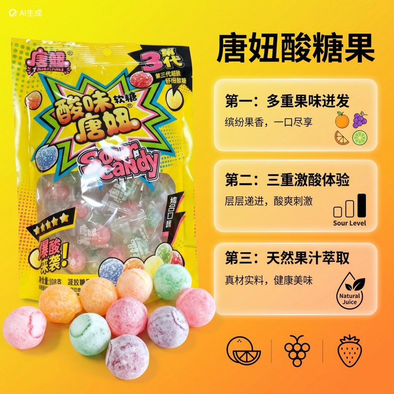 爆酸软糖混合水果口味什锦装童年糖果小卖部整箱零食散装批发代发