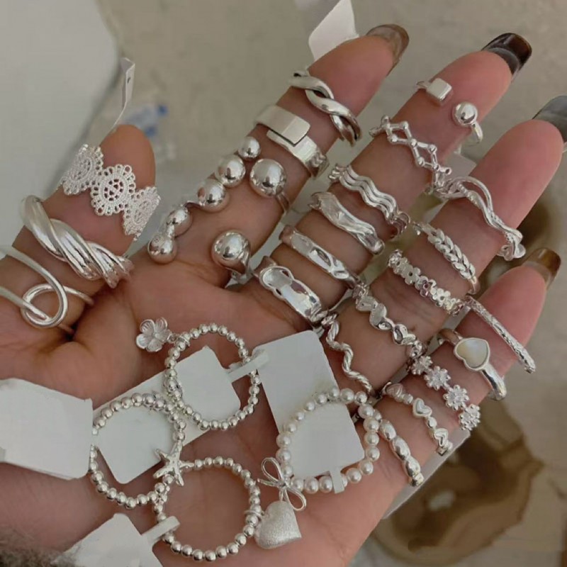 小众设计爱心戒指女可调节素银食指戒高级感指环时尚个性百搭手饰