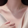 S925纯银珍珠花朵极简风项链女小众百搭精致高级感锁骨链项链批发