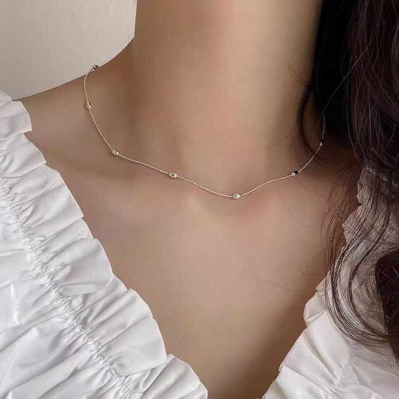 爱心蝴蝶结银项链配饰女甜美气质高级感锁骨链轻奢小众设计颈链