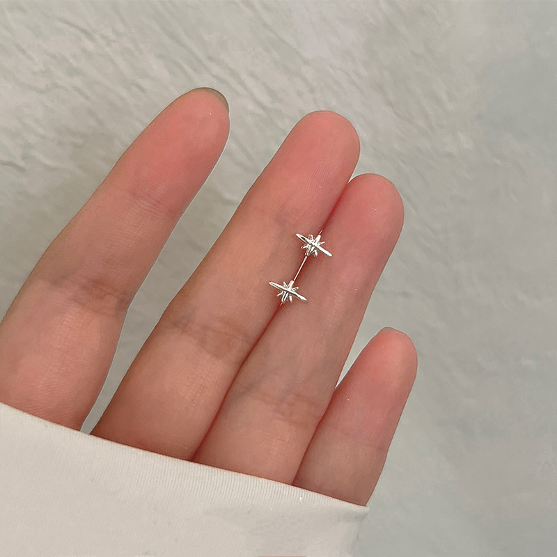 S925银新款小清新森系甜美精致耳钉女时尚小众设计百搭轻奢耳饰