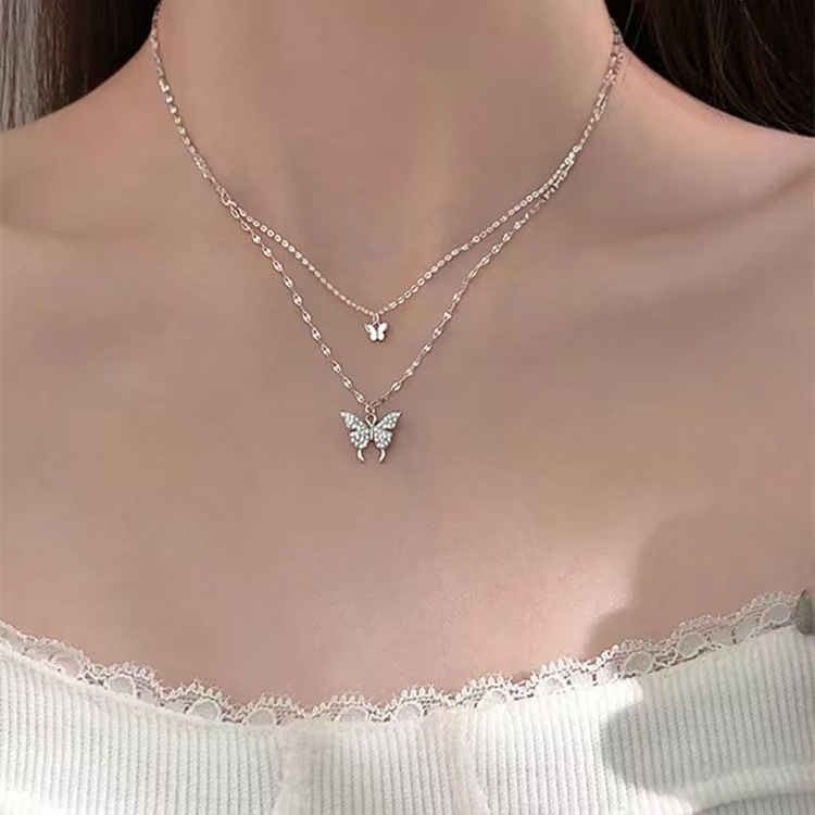 S925纯银珍珠花朵极简风项链女小众百搭精致高级感锁骨链项链批发