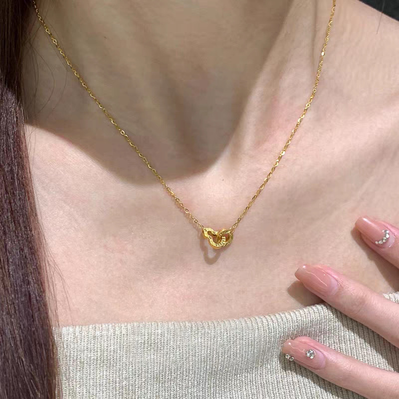 太钢金葫芦跑环相扣吊坠细款女款新中式锁骨链轻奢高级感精致项链