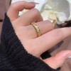 爆闪拉丝满钻锆石戒指女轻奢风时尚小众精致百搭高级感开口食指戒