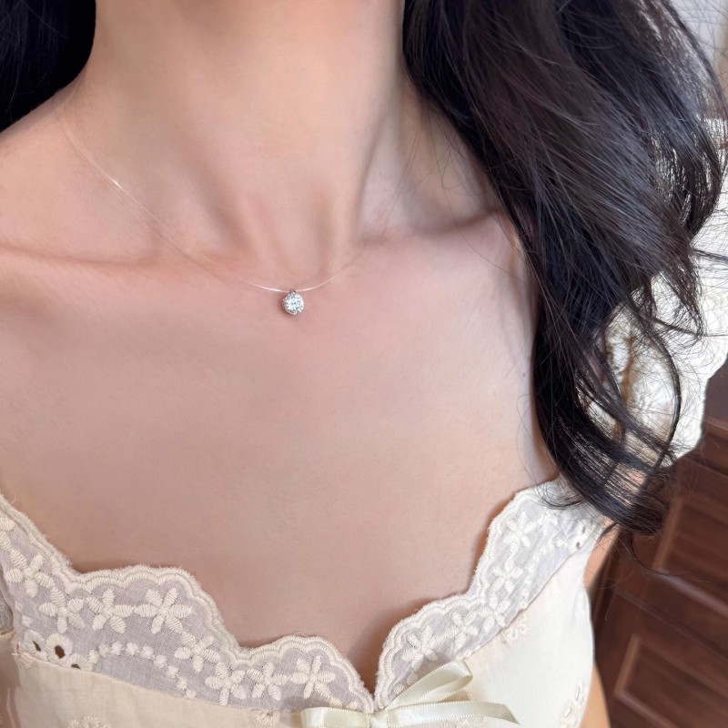爱心蝴蝶结银项链配饰女甜美气质高级感锁骨链轻奢小众设计颈链