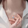 2025新款简约素银珍珠蓝宝石项链女百搭不掉色高级设计感锁骨链批