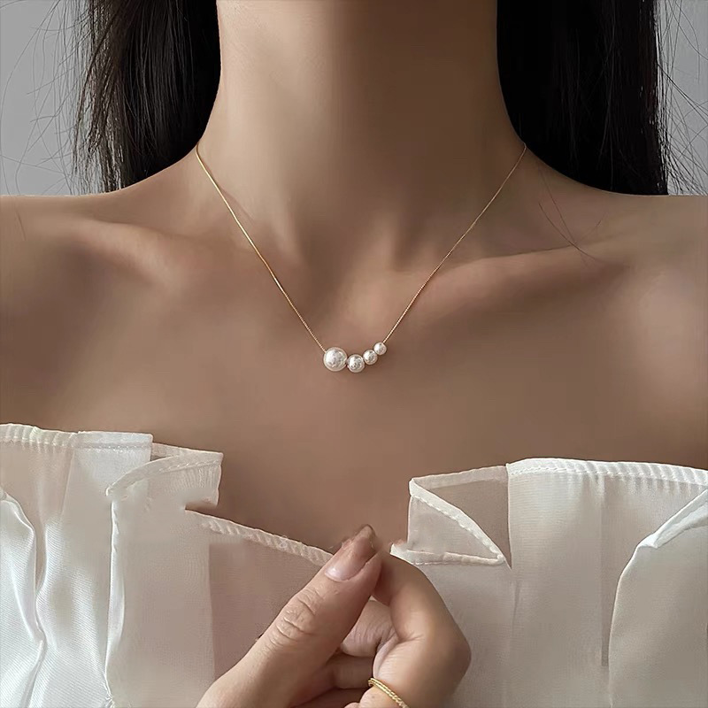 珍珠项链女气质甜美法式小香风双层锁骨链小众设计感2025新款颈链