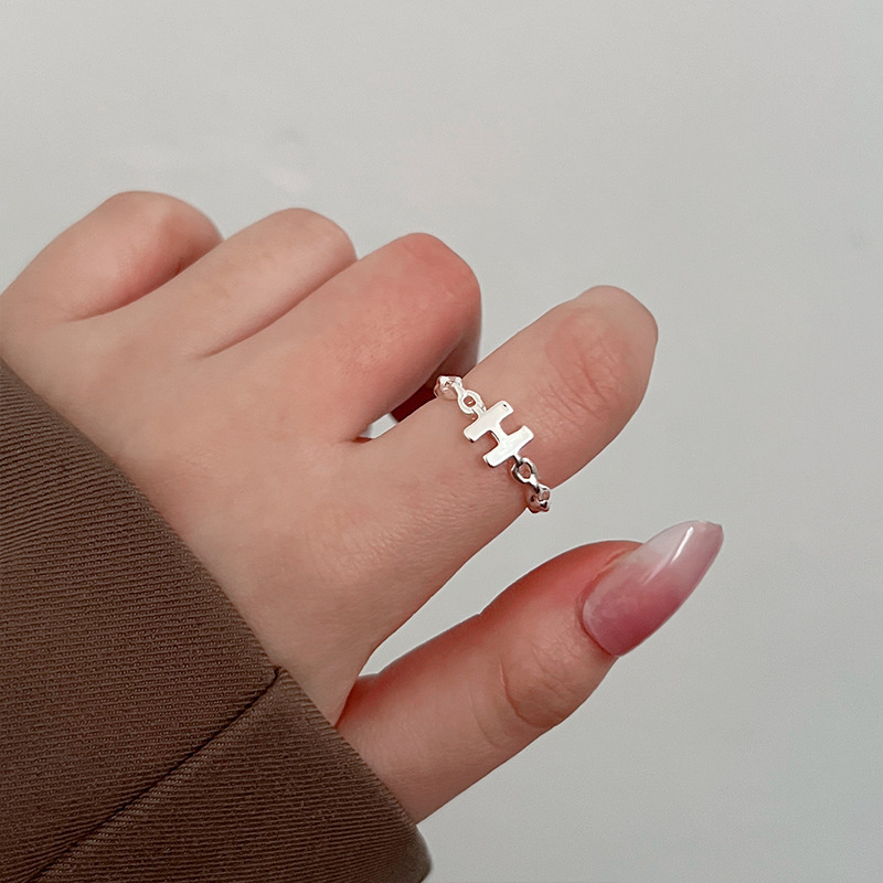 小众设计爱心戒指女可调节素银食指戒高级感指环时尚个性百搭手饰