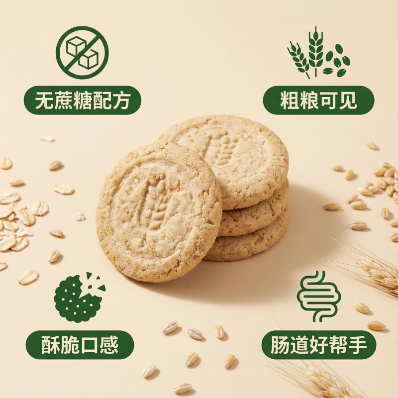 无蔗糖粗粮饼干早餐代餐饱腹独立小包装酥性饼干整箱零食散装批发
